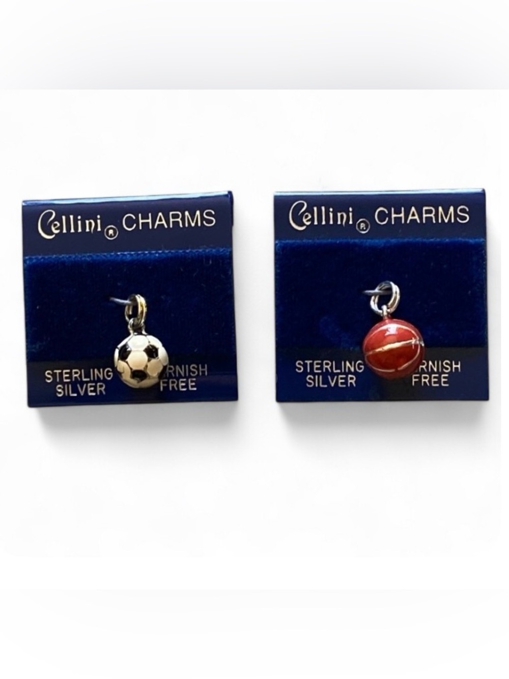 Cellini Charms Sterling Silver 925 Basketball Soccer Set of 2